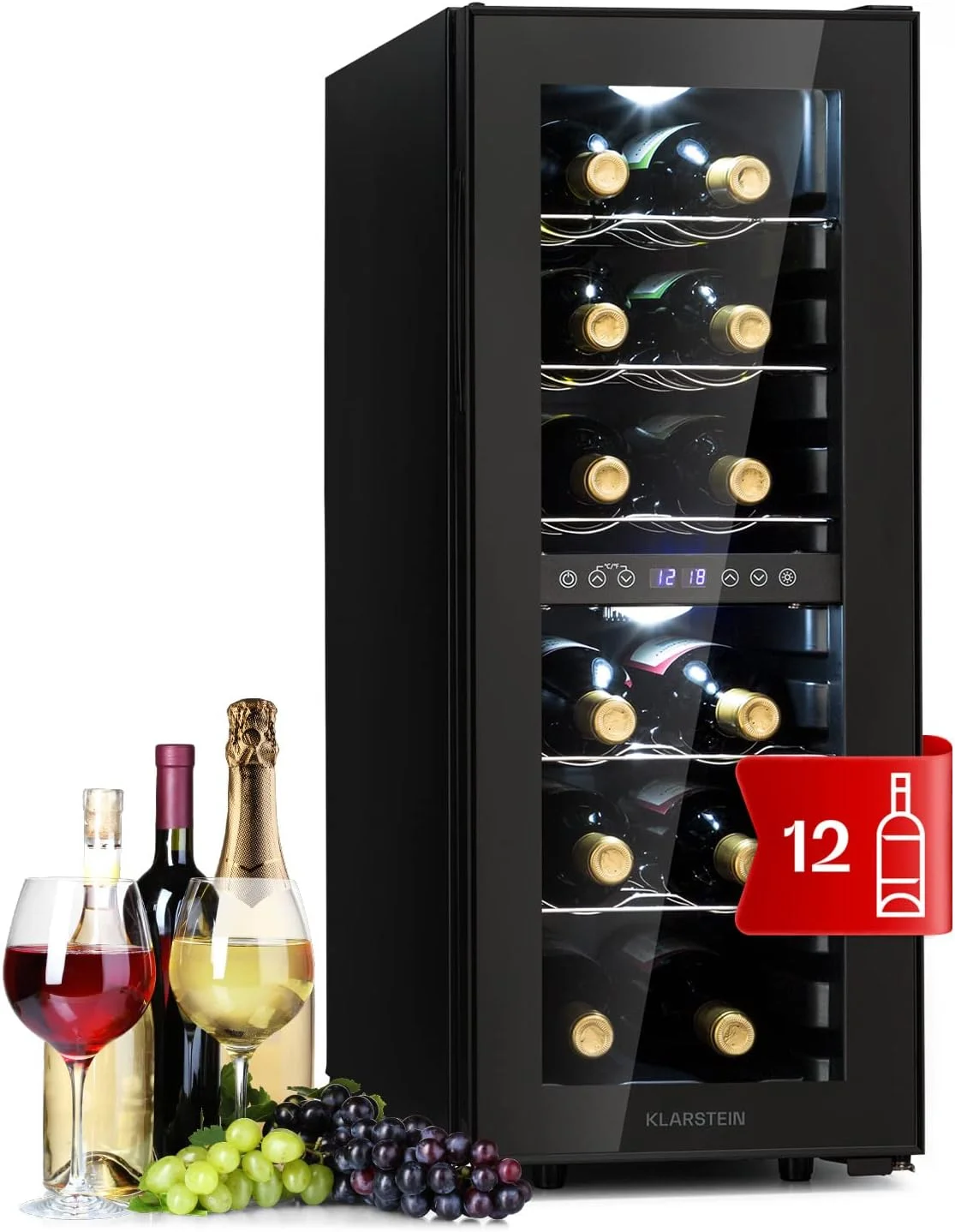 Klarstein Shiraz Vinoteca, 12 botellas, 2 zonas