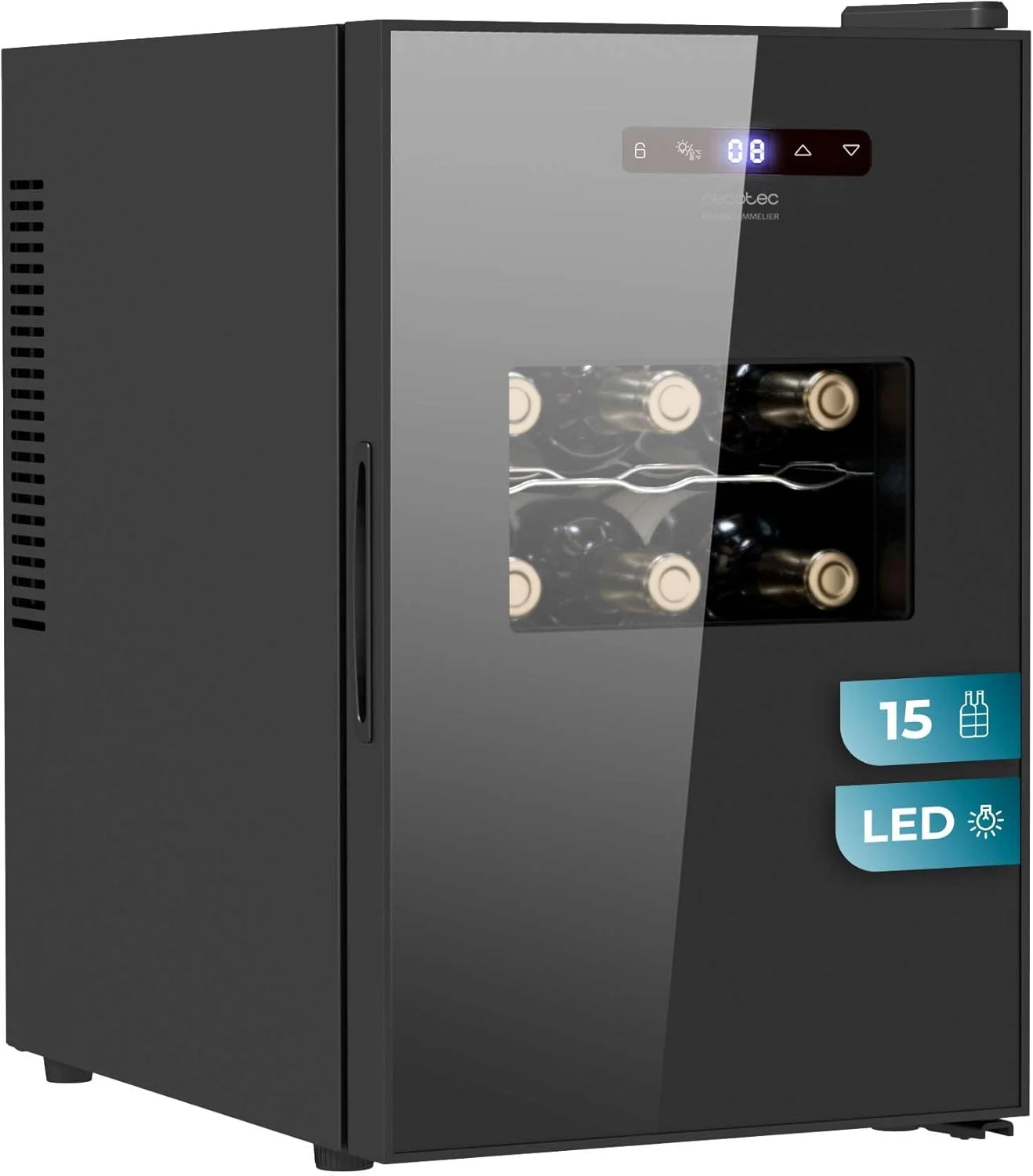 Cecotec Vinoteca Bolero GrandSommelier 1550 CoolCrystal, 15 botellas